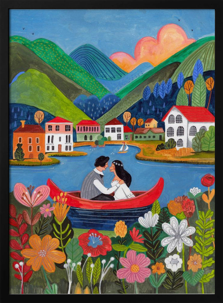 Frisch verheiratetes Paar in einem Boot | Poster