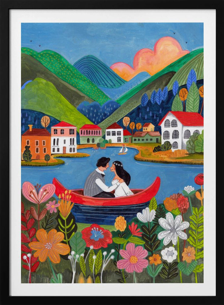 Frisch verheiratetes Paar in einem Boot | Poster
