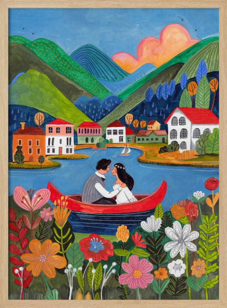 Frisch verheiratetes Paar in einem Boot | Poster