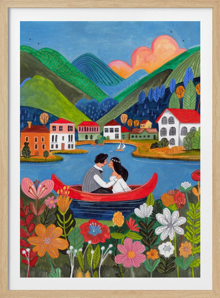 Frisch verheiratetes Paar in einem Boot | Poster