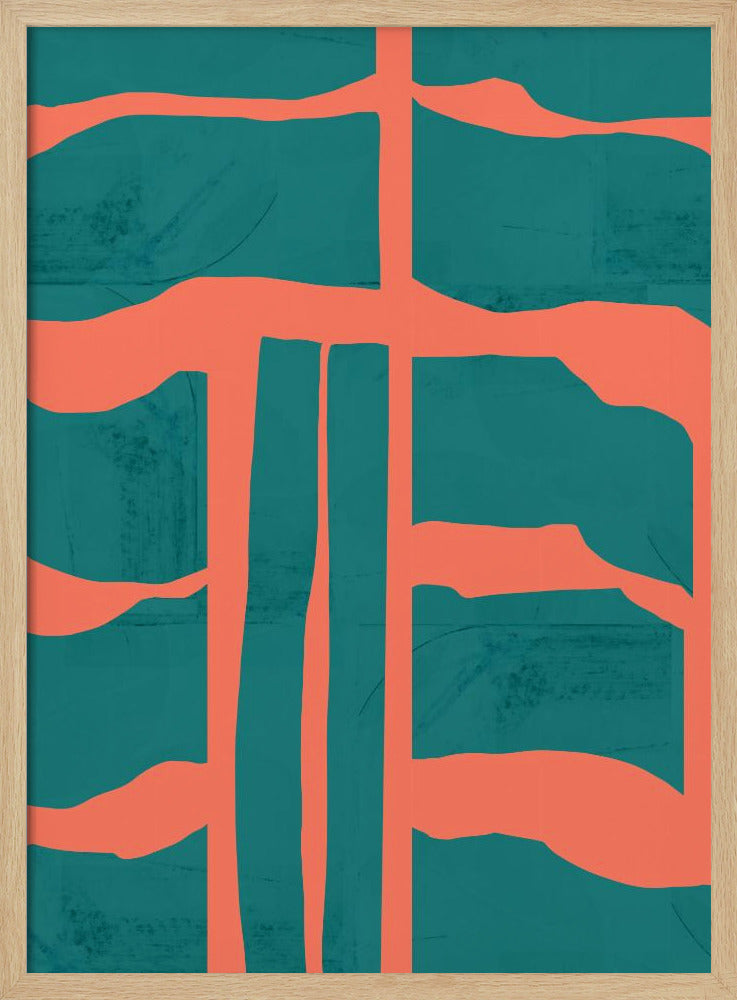 Türkis & Korallen Abstraktion 1 | Poster