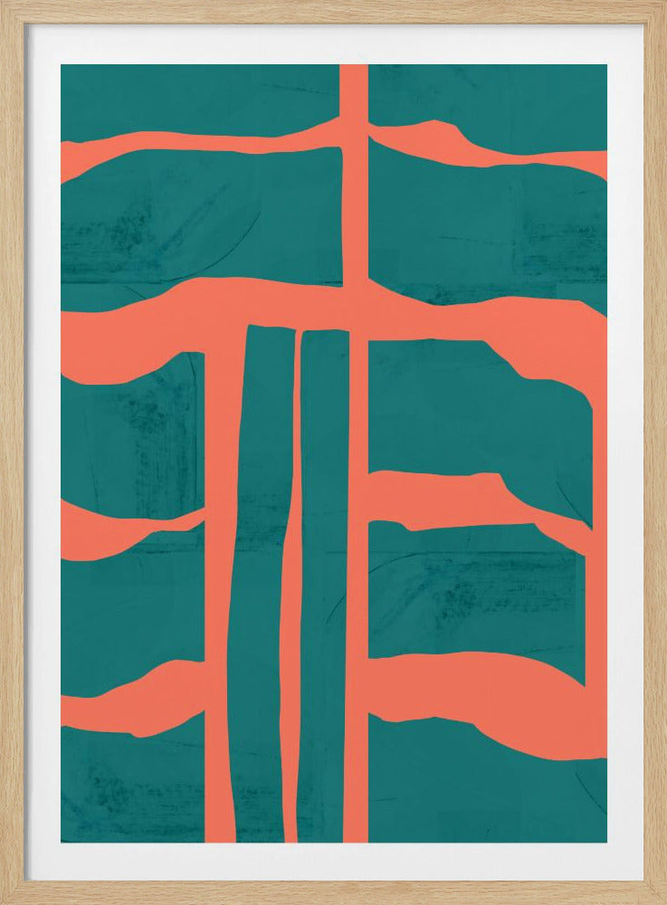 Türkis & Korallen Abstraktion 1 | Poster