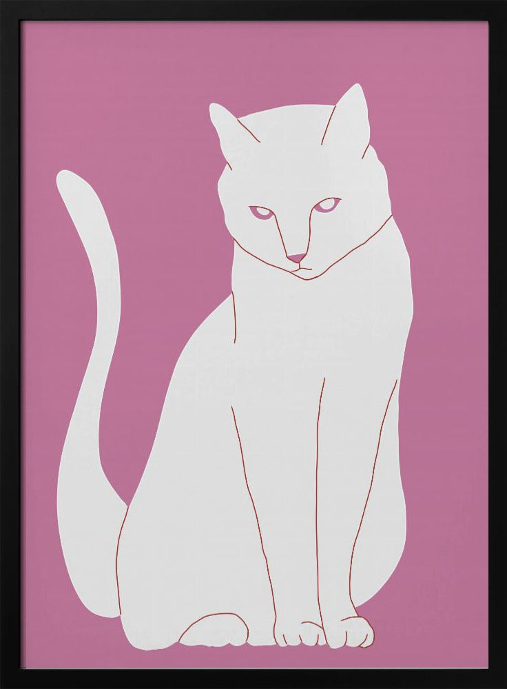 Weiße und rosa Katze | Poster