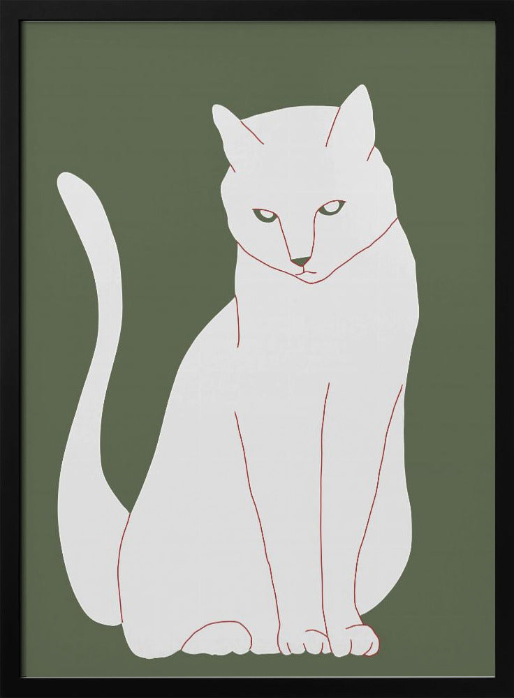 Weiße und grüne Katze | Poster