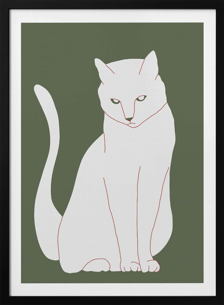 Weiße und grüne Katze | Poster
