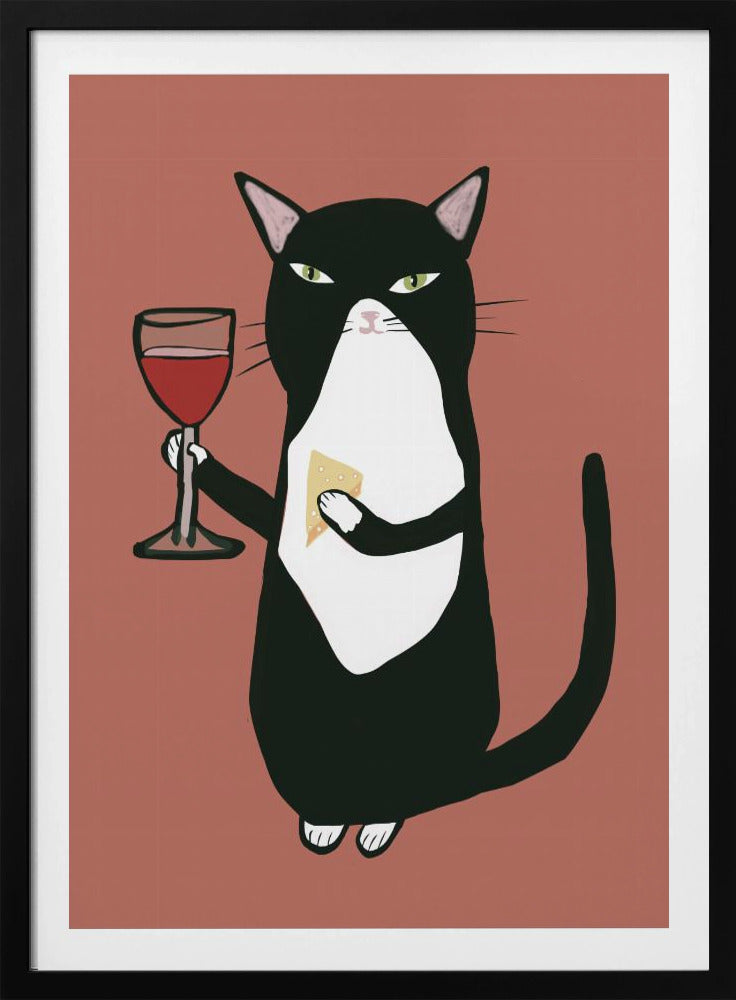 Katze mit Wein | Poster