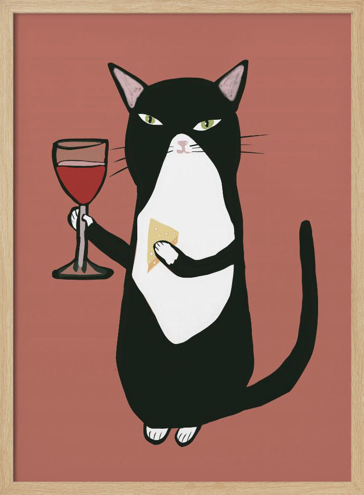 Katze mit Wein | Poster