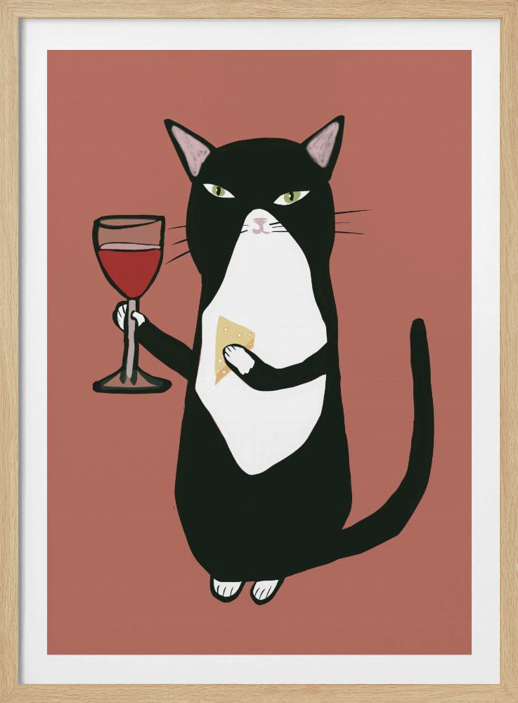 Katze mit Wein | Poster