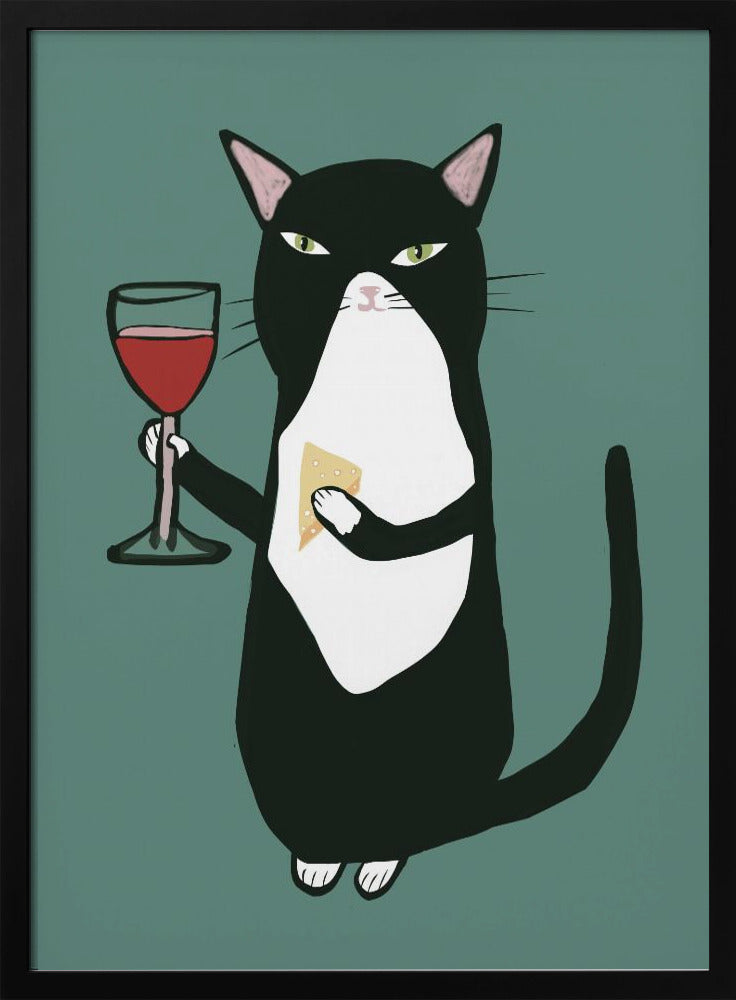Katze mit Wein | Poster