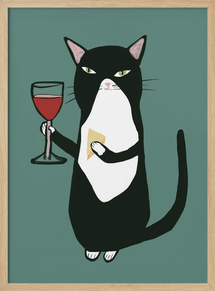 Katze mit Wein | Poster