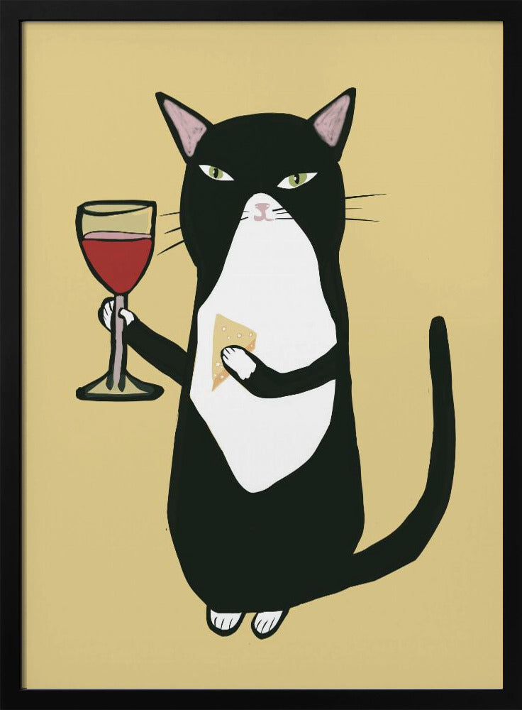 Katze mit Wein | Poster