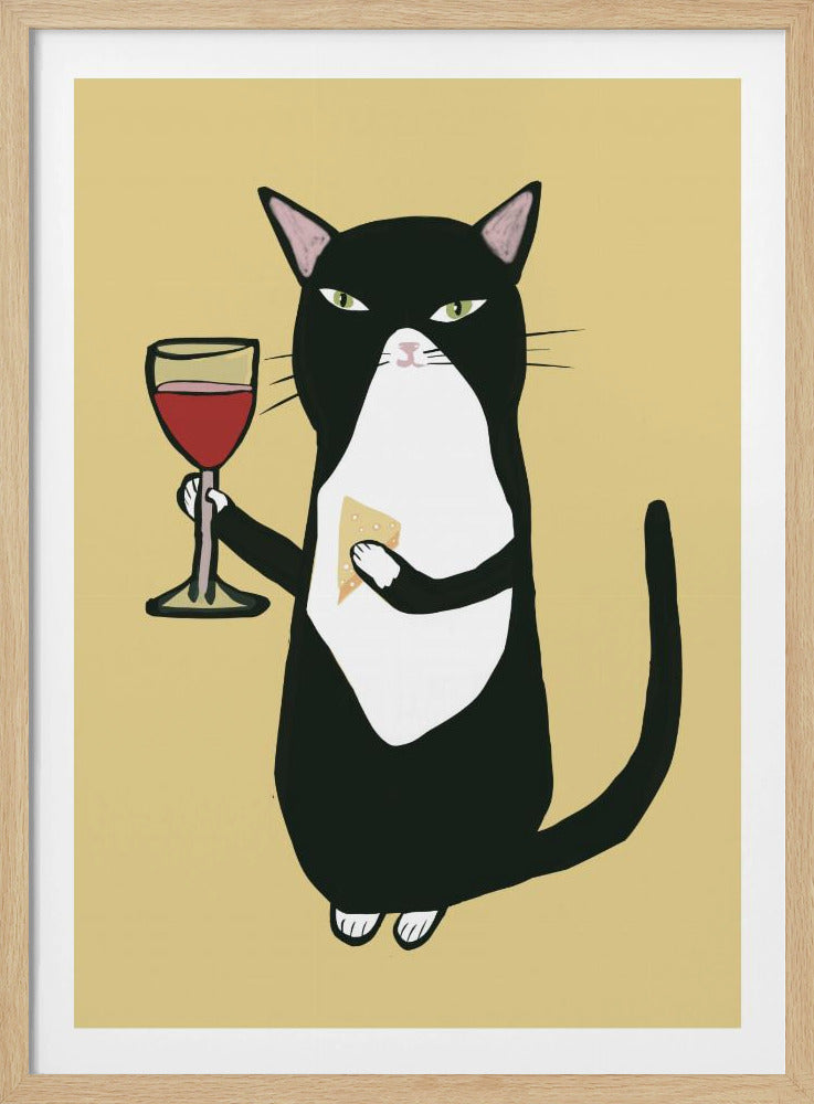 Katze mit Wein | Poster