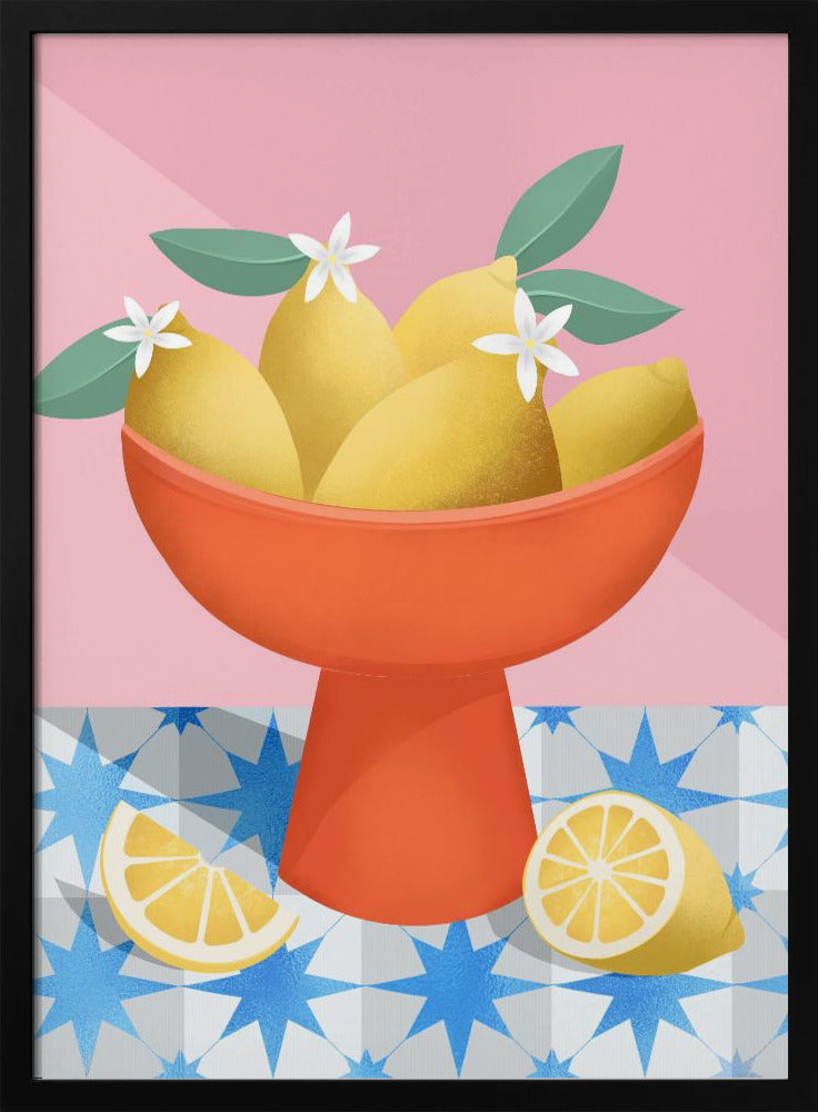 Zitronen in einer roten Schale | Poster