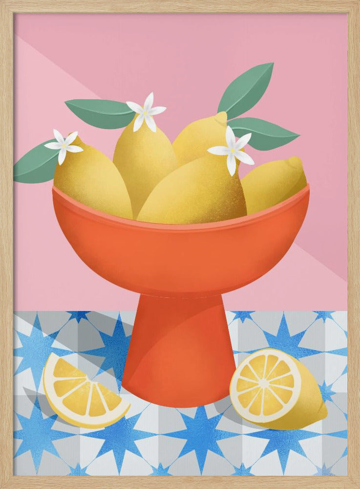 Zitronen in einer roten Schale | Poster
