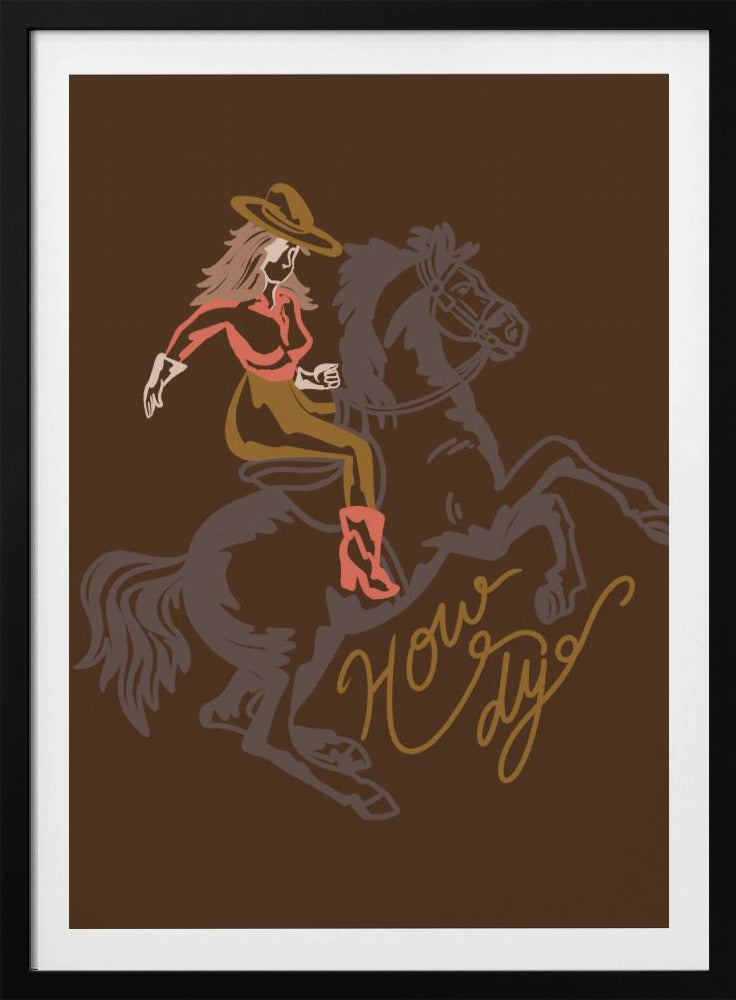 Cowgirl reitet auf einem sich aufbäumenden Pferd | Poster