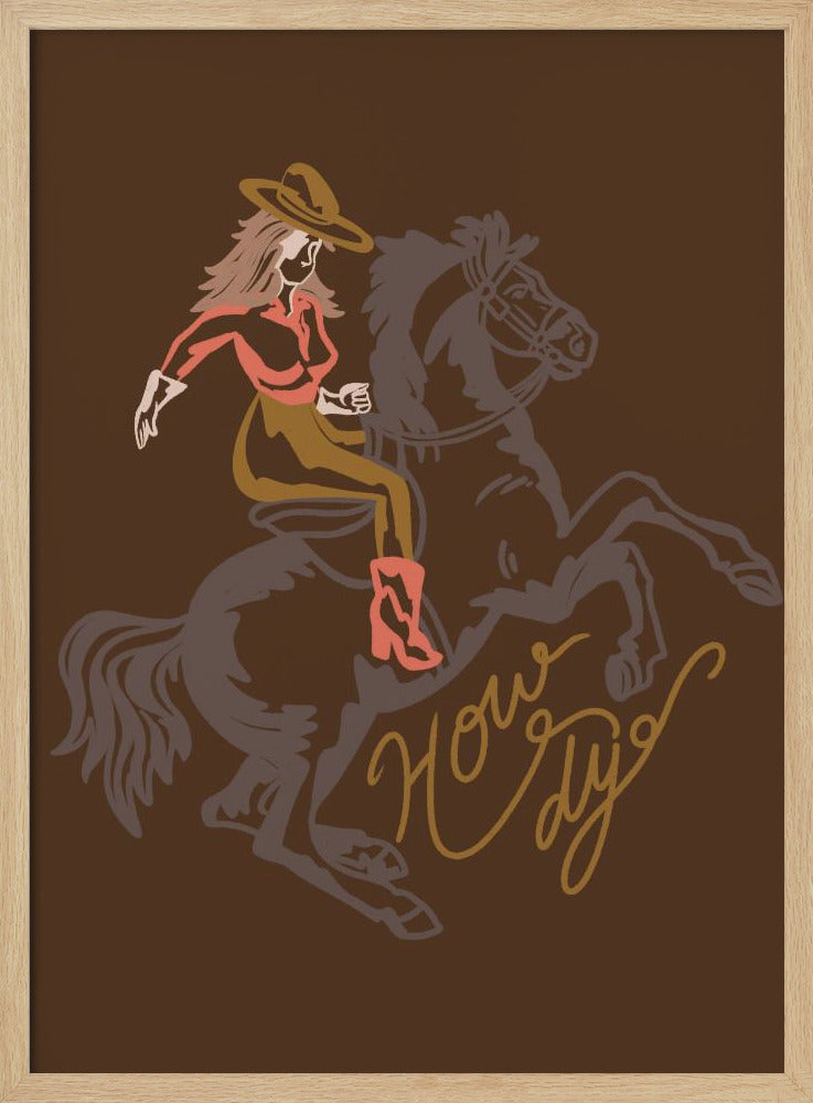 Cowgirl reitet auf einem sich aufbäumenden Pferd | Poster