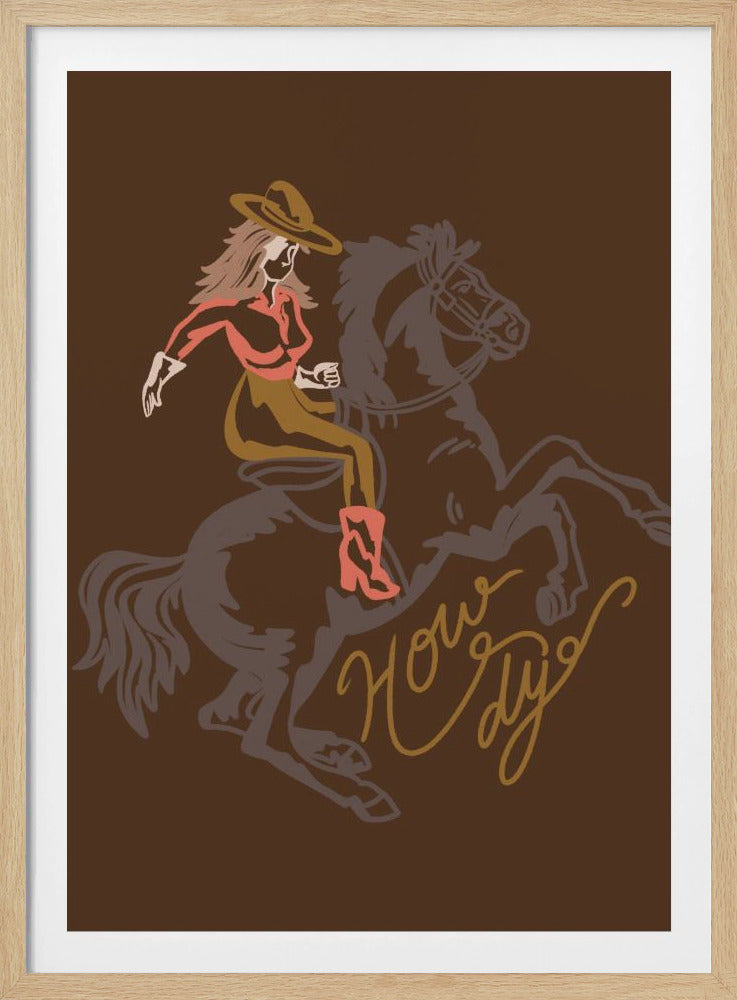 Cowgirl reitet auf einem sich aufbäumenden Pferd | Poster