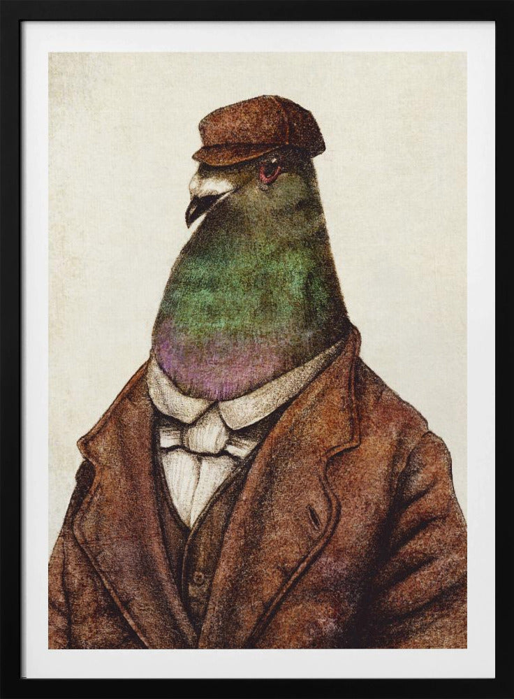 Taube in Vintage-Kleidung | Poster