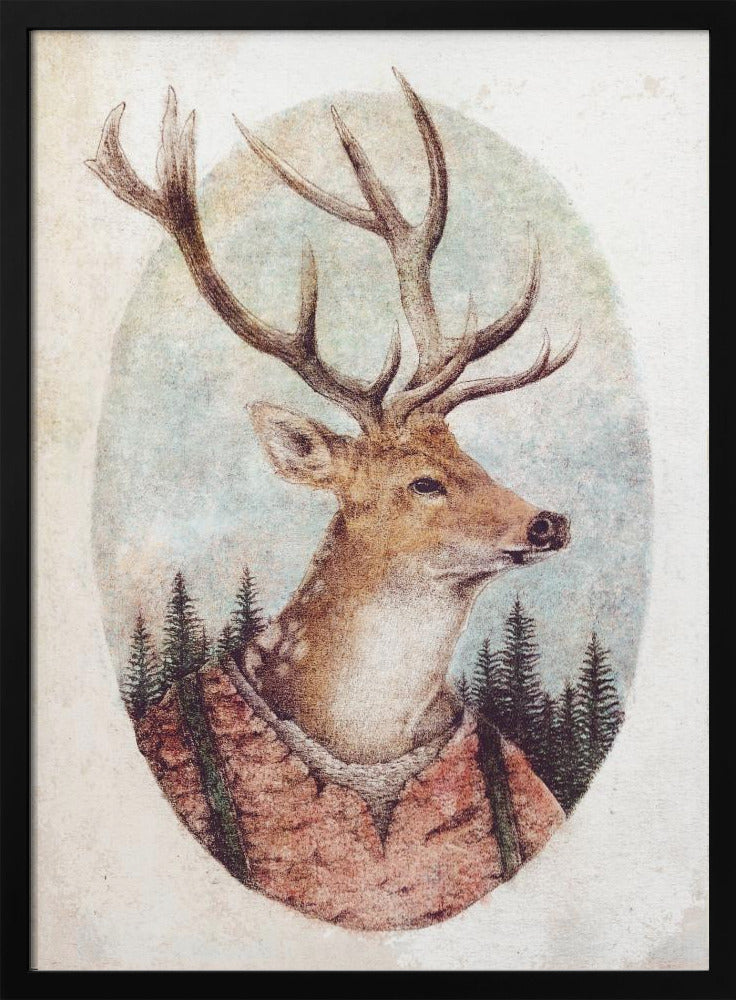 Hirsch im rustikalen Outfit | Poster