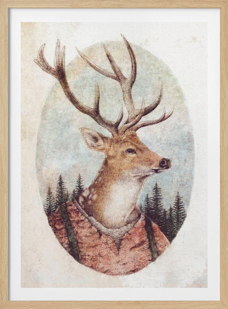 Hirsch im rustikalen Outfit | Poster