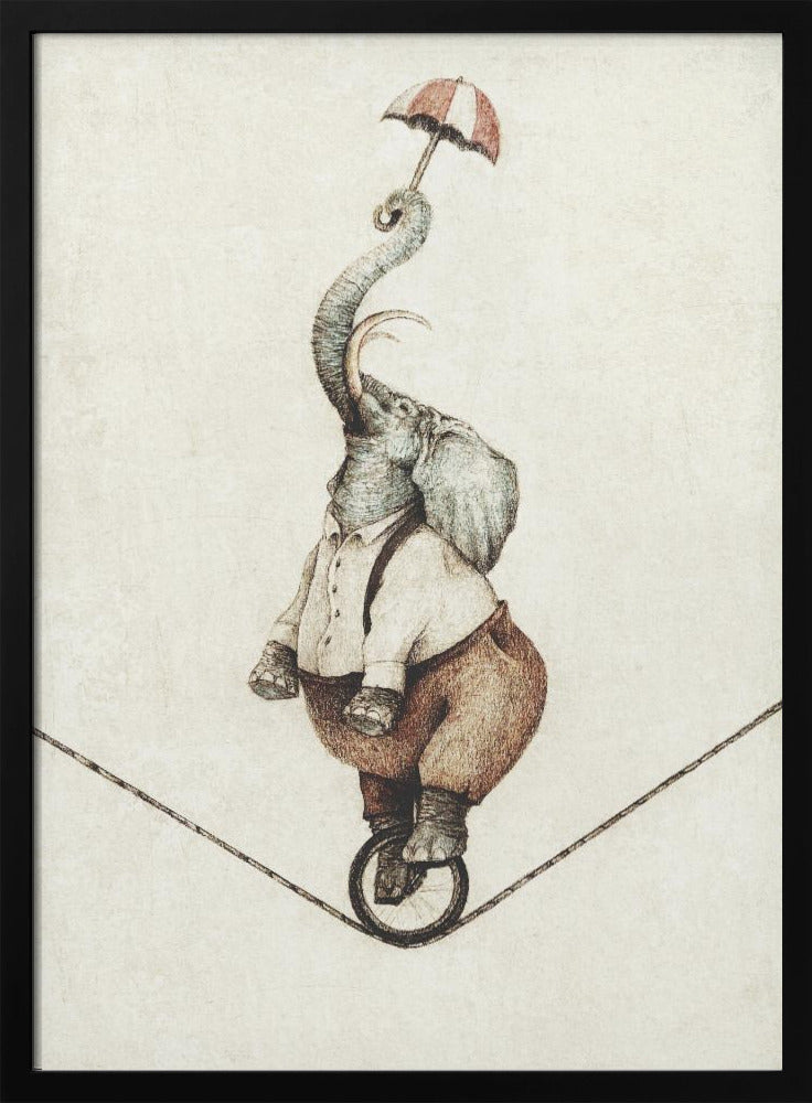 Einrad mit Regenschirm | Poster