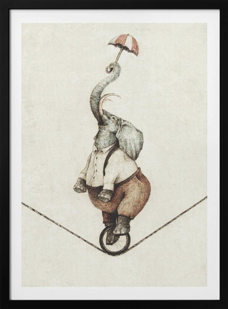 Einrad mit Regenschirm | Poster