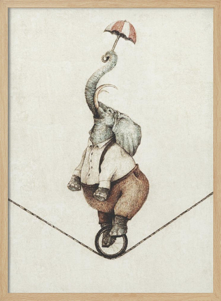 Einrad mit Regenschirm | Poster