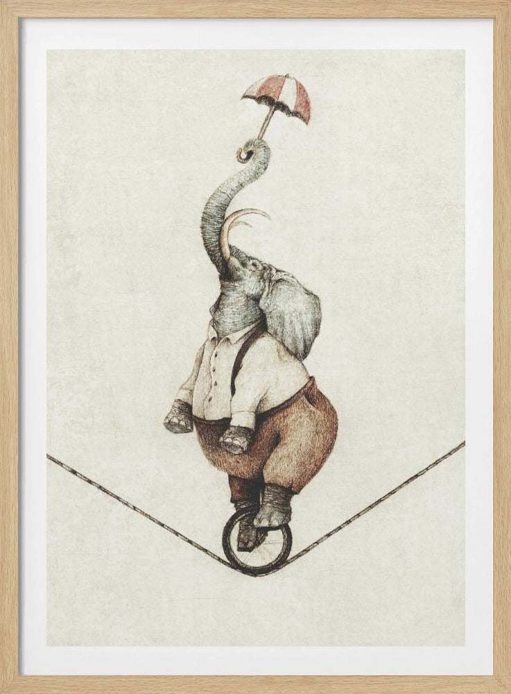 Einrad mit Regenschirm | Poster