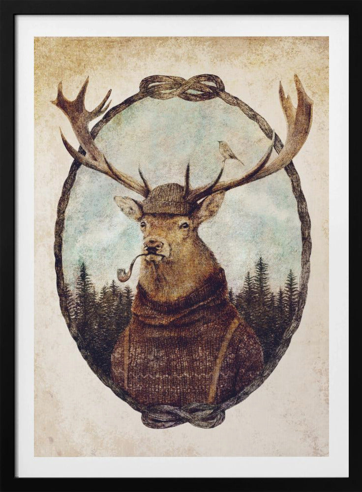 Hirsch in gemütlicher Kleidung | Poster