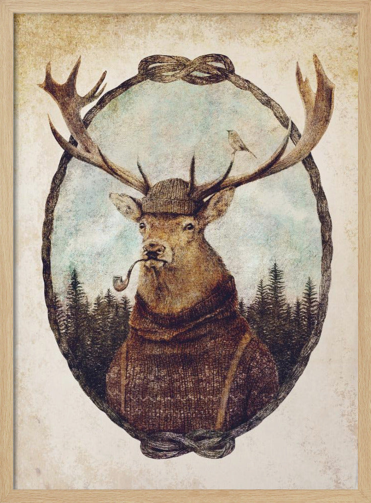 Hirsch in gemütlicher Kleidung | Poster