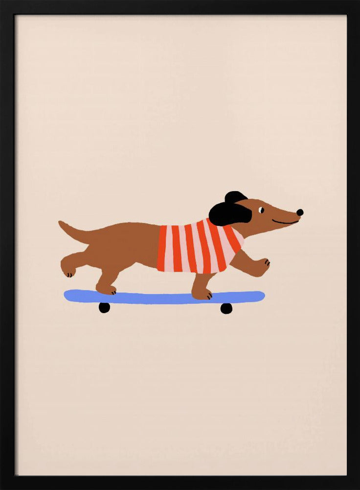 Dackel auf Skateboard | Poster