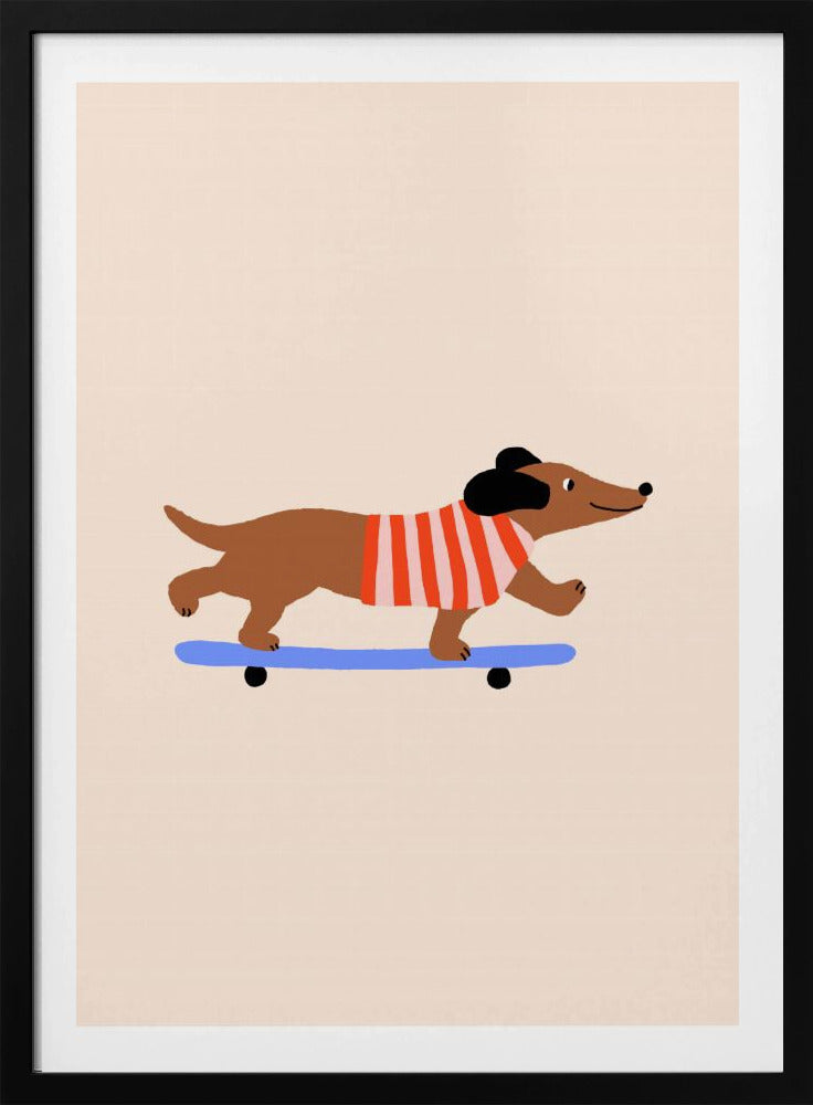 Dackel auf Skateboard | Poster