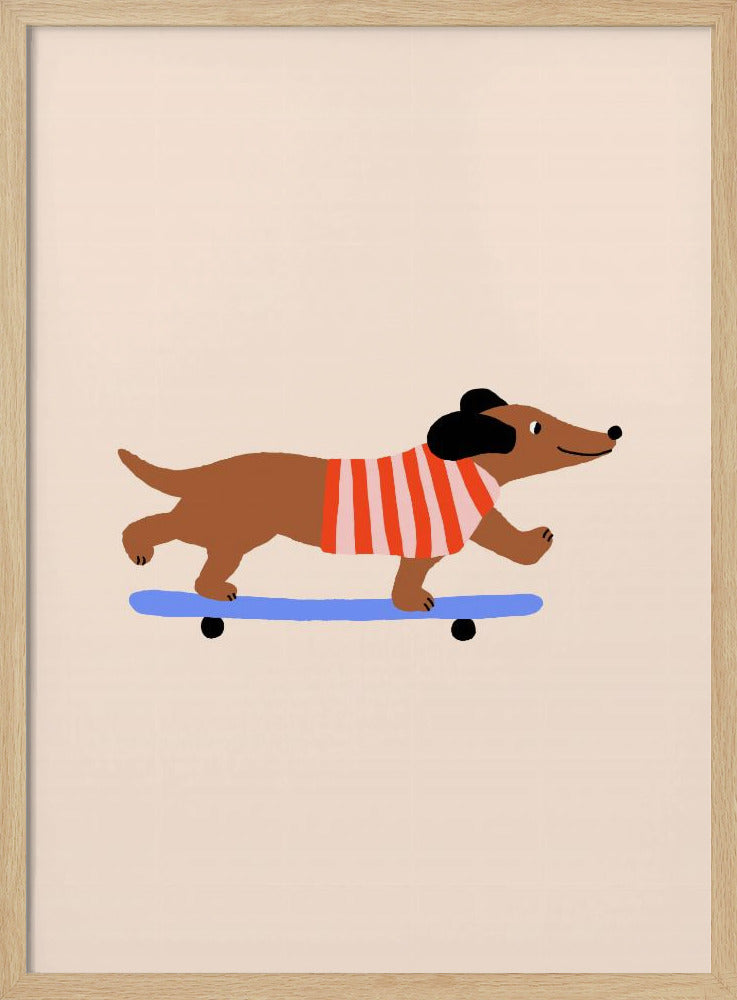 Dackel auf Skateboard | Poster