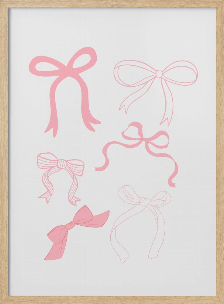 Six Pink Bows In Various Styles | Poster