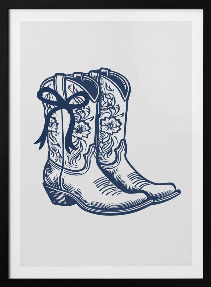 Navy Blue Cowgirl Boots with Bow | Poster