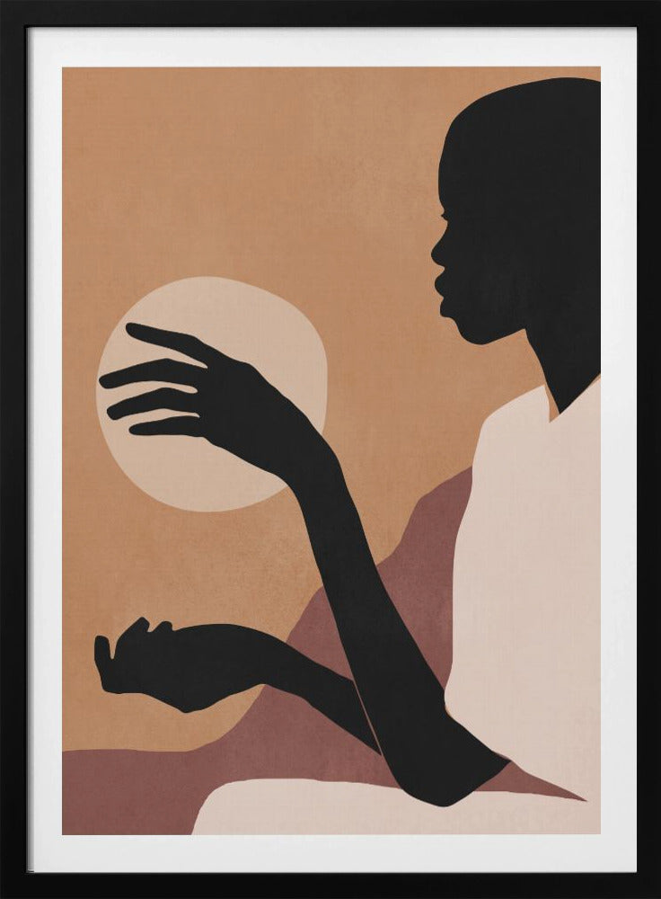 Minimalistische abstrakte Kunst Sonnenuntergang Mädchen | Poster