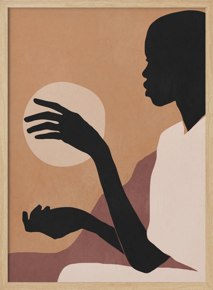 Minimalistische abstrakte Kunst Sonnenuntergang Mädchen | Poster