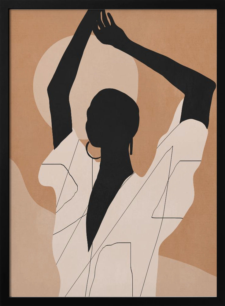 Minimalistische abstrakte Kunst Sonnenuntergang Mädchen | Poster