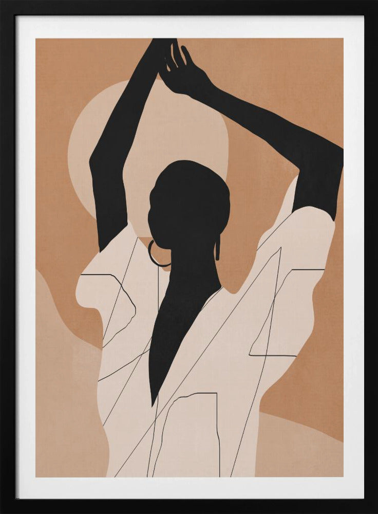 Minimalistische abstrakte Kunst Sonnenuntergang Mädchen | Poster
