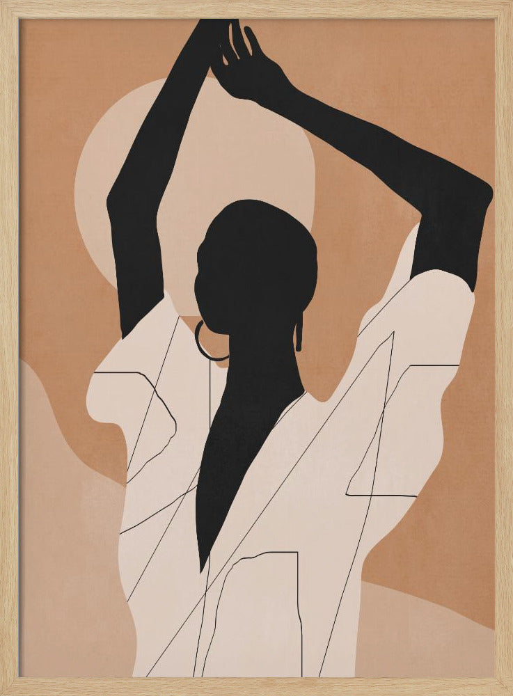 Minimalistische abstrakte Kunst Sonnenuntergang Mädchen | Poster