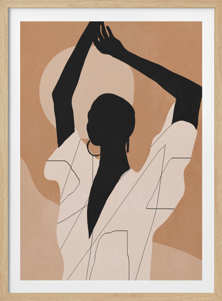 Minimalistische abstrakte Kunst Sonnenuntergang Mädchen | Poster