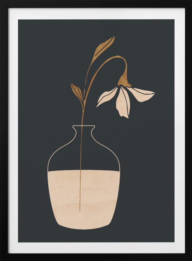 Minimalistische abstrakte Kunstvase mit Blumen | Poster