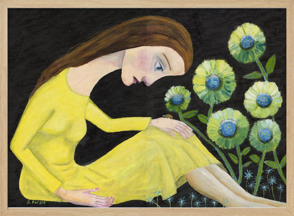 Dame im Garten mit Marienkäfer | Poster