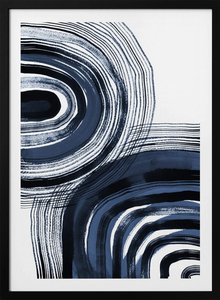 Konzentrische blaue und schwarze Pinselstriche | Poster
