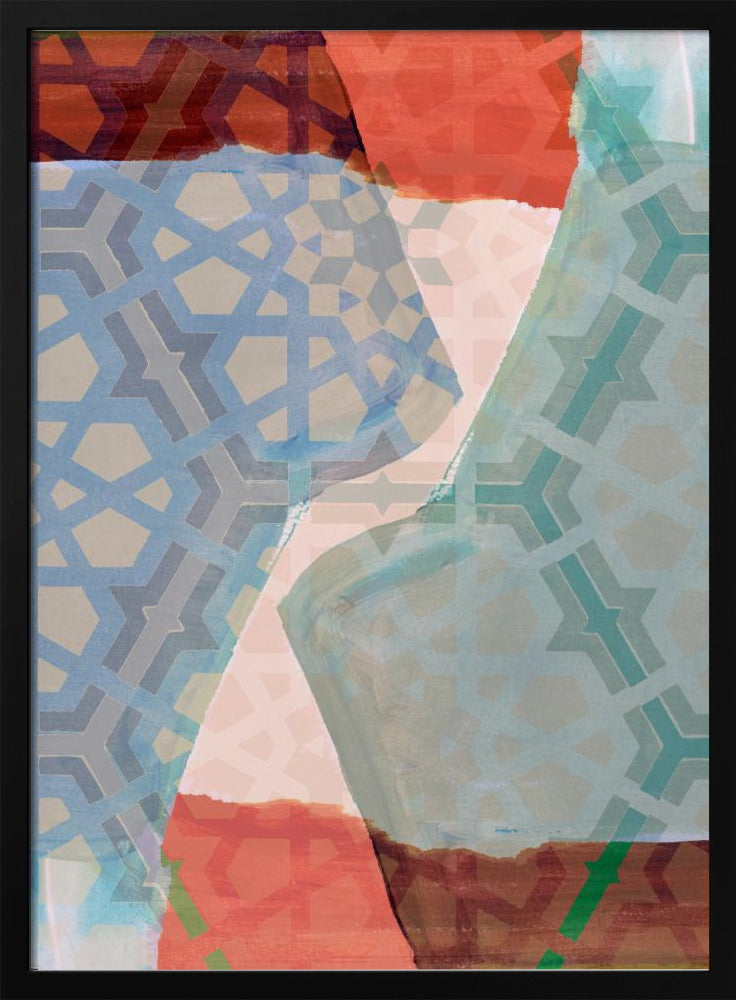 Überlappende geometrische Muster in sanften Farbtönen | Poster