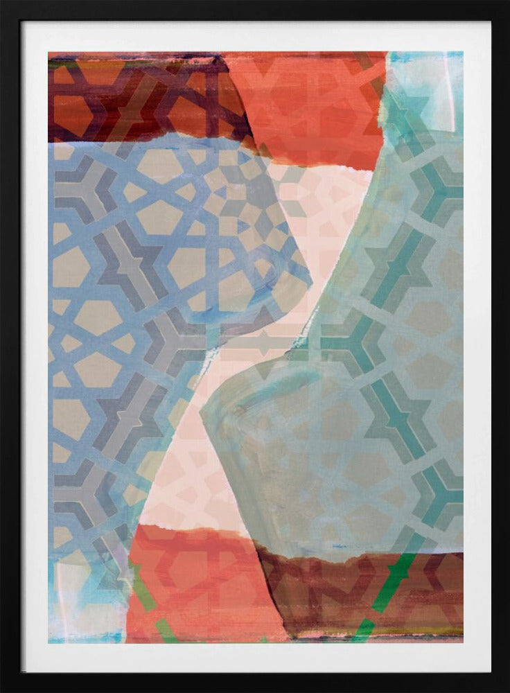 Überlappende geometrische Muster in sanften Farbtönen | Poster