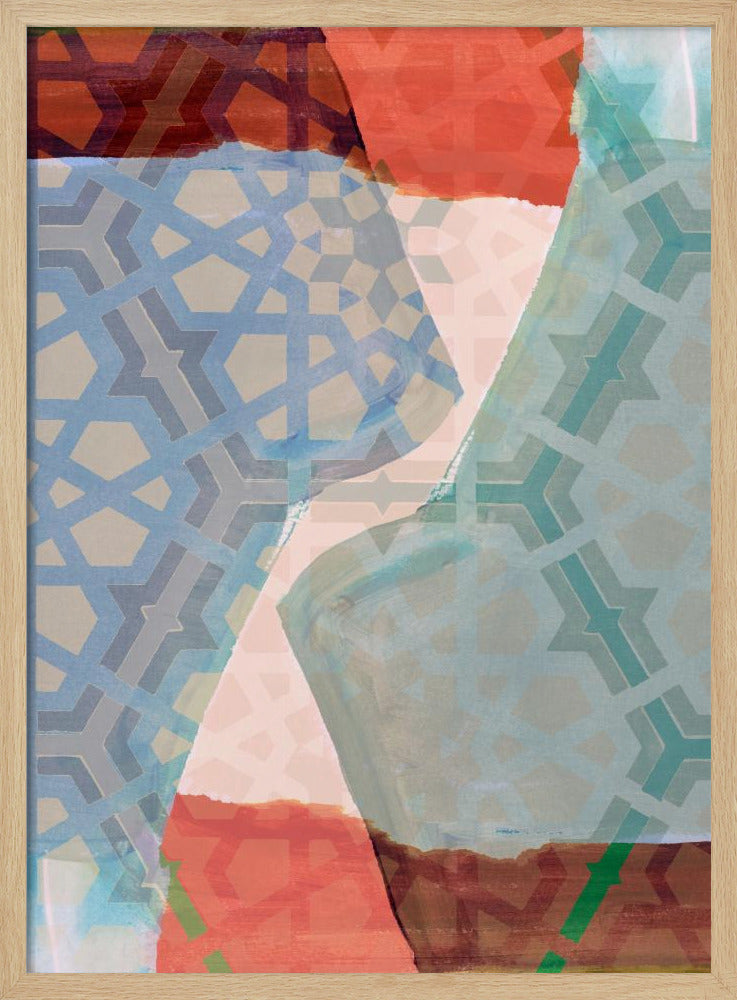 Überlappende geometrische Muster in sanften Farbtönen | Poster