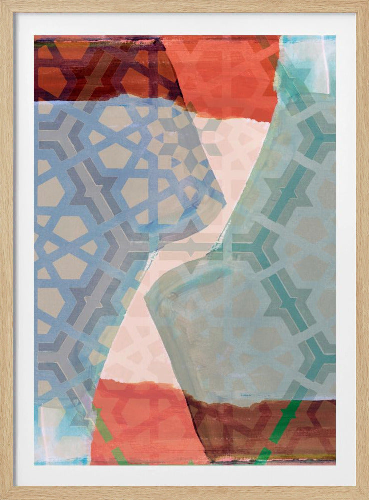 Überlappende geometrische Muster in sanften Farbtönen | Poster