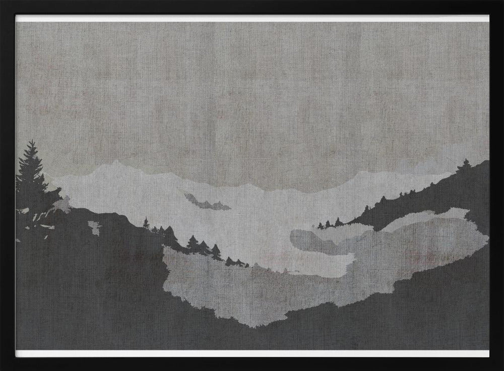 Neblige Seelandschaft im Tusche-Stil | Poster