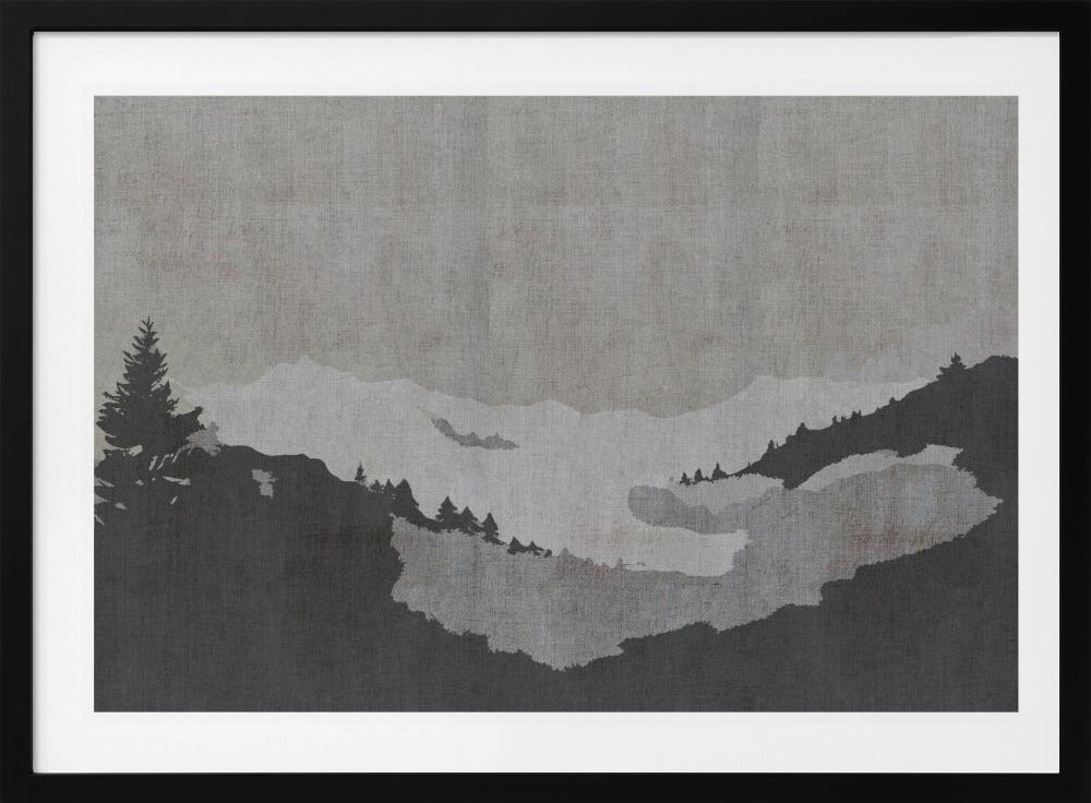 Neblige Seelandschaft im Tusche-Stil | Poster